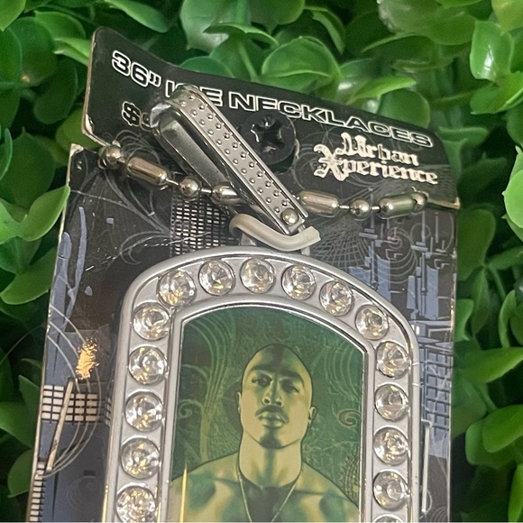 2pac Iced Out Rhinestone Dog Tag 36" Chain Necklace 2007 New - Picture 6 of 6